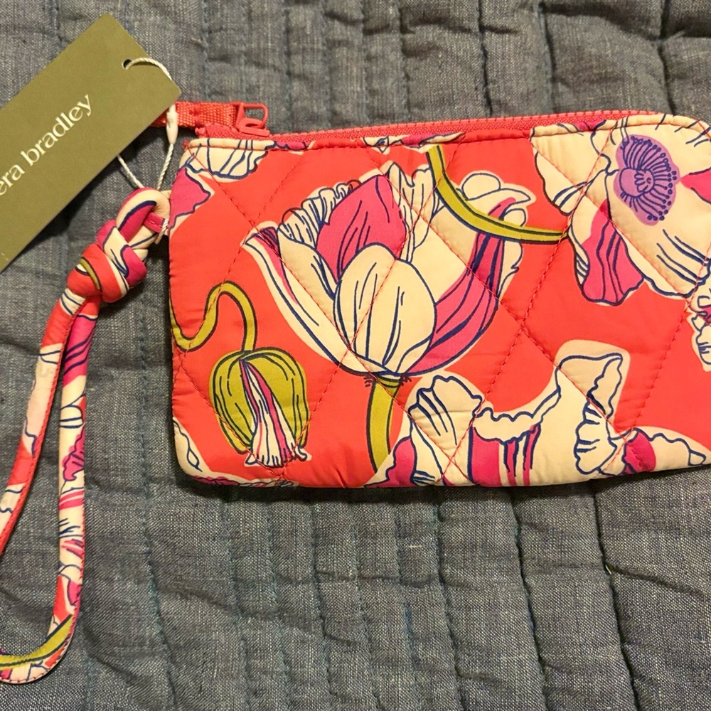 Vera Bradley Multicolor Wristlet with Red Interior